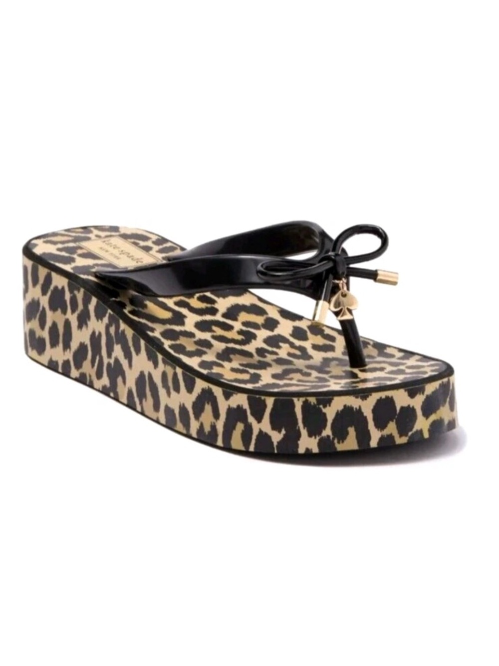 Kate Spade Rhett Animal Print Leopard Wedge Thong Sandals Size 9